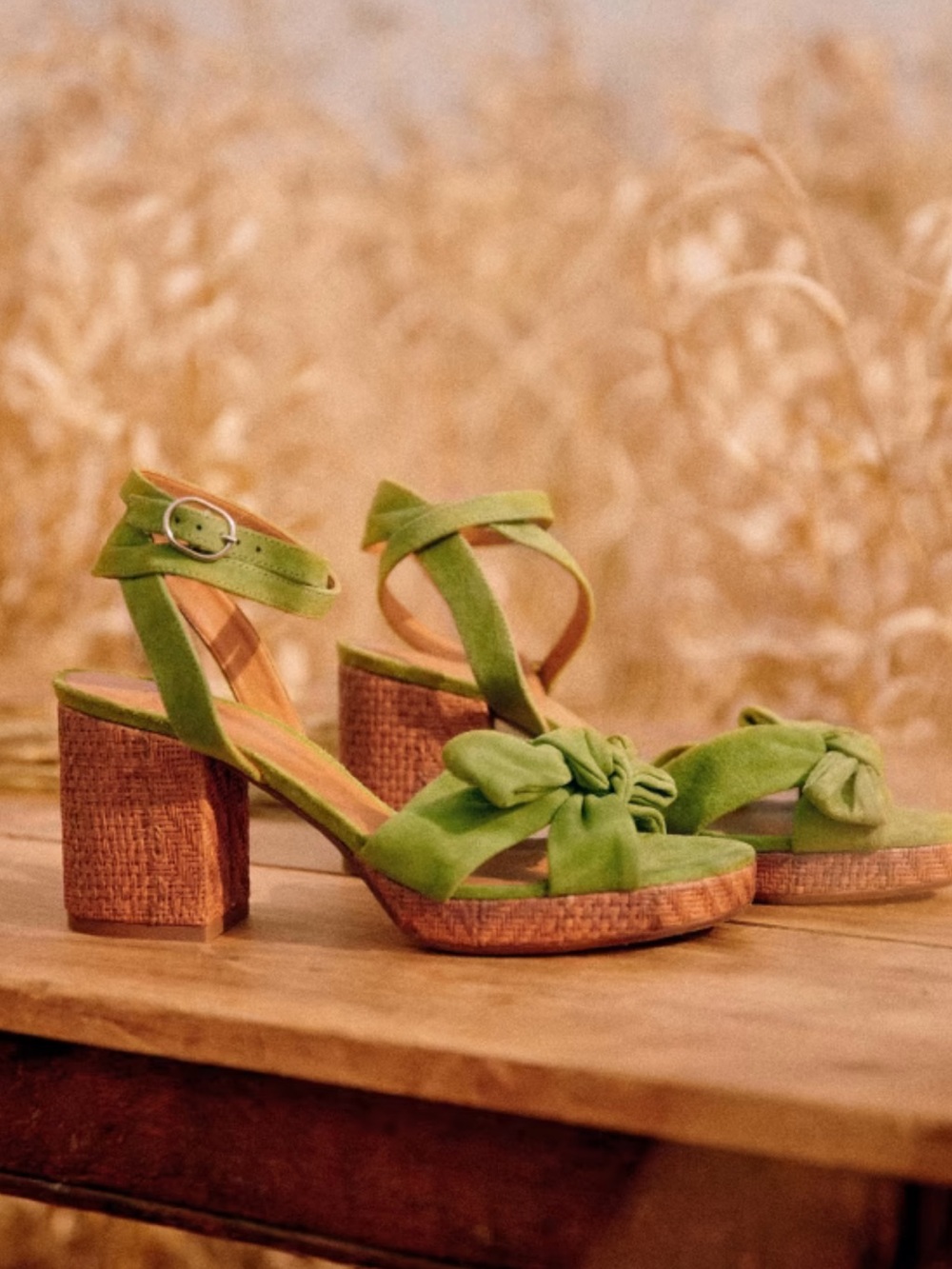 SEZANE - Bow Platforms - Green Suede - 41